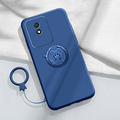 Custodia Silicone Ultra Sottile Morbida Cover con Magnetico Anello Supporto S02 per Vivo Y02A Blu