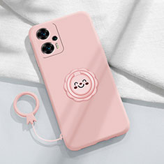 Custodia Silicone Ultra Sottile Morbida Cover con Magnetico Anello Supporto S02 per Xiaomi Redmi Note 12 Turbo 5G Rosa