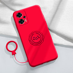 Custodia Silicone Ultra Sottile Morbida Cover con Magnetico Anello Supporto S02 per Xiaomi Redmi Note 12 Turbo 5G Rosso