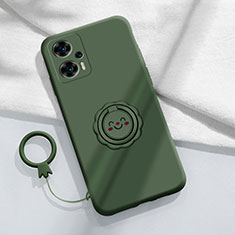 Custodia Silicone Ultra Sottile Morbida Cover con Magnetico Anello Supporto S02 per Xiaomi Redmi Note 12 Turbo 5G Verde Notte