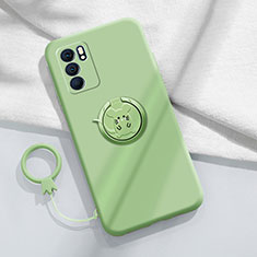 Custodia Silicone Ultra Sottile Morbida Cover con Magnetico Anello Supporto S03 per Oppo Reno6 Pro 5G India Verde Pastello