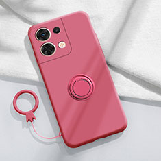 Custodia Silicone Ultra Sottile Morbida Cover con Magnetico Anello Supporto S03 per Oppo Reno8 Pro 5G Rosso