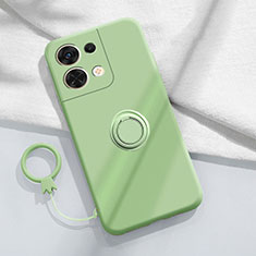 Custodia Silicone Ultra Sottile Morbida Cover con Magnetico Anello Supporto S03 per Oppo Reno8 Pro 5G Verde