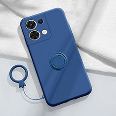 Custodia Silicone Ultra Sottile Morbida Cover con Magnetico Anello Supporto S03 per Oppo Reno9 Pro 5G Blu