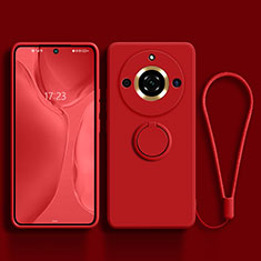 Custodia Silicone Ultra Sottile Morbida Cover con Magnetico Anello Supporto S03 per Realme 11 Pro+ Plus 5G Rosso