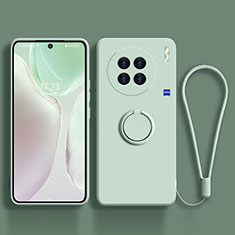 Custodia Silicone Ultra Sottile Morbida Cover con Magnetico Anello Supporto S03 per Vivo X90 Pro+ Plus 5G Verde Pastello