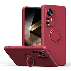 Custodia Silicone Ultra Sottile Morbida Cover con Magnetico Anello Supporto S05 per Xiaomi Redmi Note 12S Rosso Rosa