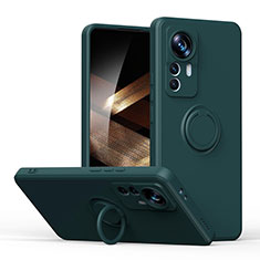 Custodia Silicone Ultra Sottile Morbida Cover con Magnetico Anello Supporto S05 per Xiaomi Redmi Note 12S Verde Notte