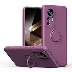 Custodia Silicone Ultra Sottile Morbida Cover con Magnetico Anello Supporto S05 per Xiaomi Redmi Note 12S Viola