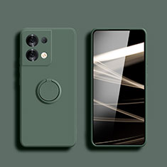 Custodia Silicone Ultra Sottile Morbida Cover con Magnetico Anello Supporto S05 per Xiaomi Redmi Note 13 5G Verde Notte