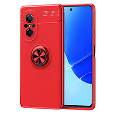 Custodia Silicone Ultra Sottile Morbida Cover con Magnetico Anello Supporto SD1 per Huawei Honor 50 SE 5G Rosso