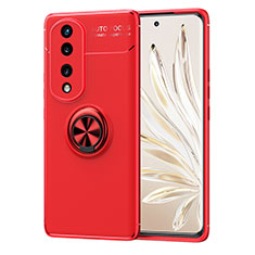 Custodia Silicone Ultra Sottile Morbida Cover con Magnetico Anello Supporto SD1 per Huawei Honor 70 5G Rosso