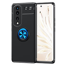 Custodia Silicone Ultra Sottile Morbida Cover con Magnetico Anello Supporto SD1 per Huawei Honor 70 Pro+ Plus 5G Blu e Nero