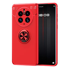 Custodia Silicone Ultra Sottile Morbida Cover con Magnetico Anello Supporto SD1 per Huawei Mate 50 Pro Rosso