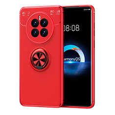 Custodia Silicone Ultra Sottile Morbida Cover con Magnetico Anello Supporto SD1 per Huawei Mate 50E Rosso