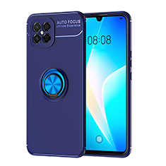 Custodia Silicone Ultra Sottile Morbida Cover con Magnetico Anello Supporto SD1 per Huawei Nova 8 SE 4G Blu