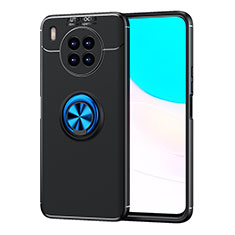 Custodia Silicone Ultra Sottile Morbida Cover con Magnetico Anello Supporto SD1 per Huawei Nova 8i Blu e Nero