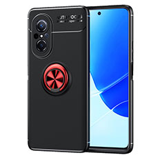 Custodia Silicone Ultra Sottile Morbida Cover con Magnetico Anello Supporto SD1 per Huawei Nova 9 SE Rosso e Nero