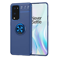 Custodia Silicone Ultra Sottile Morbida Cover con Magnetico Anello Supporto SD1 per OnePlus 9 Pro 5G Blu