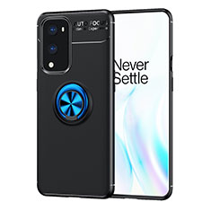 Custodia Silicone Ultra Sottile Morbida Cover con Magnetico Anello Supporto SD1 per OnePlus 9 Pro 5G Blu e Nero