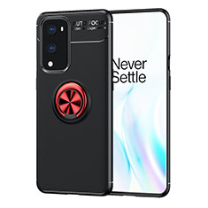 Custodia Silicone Ultra Sottile Morbida Cover con Magnetico Anello Supporto SD1 per OnePlus 9 Pro 5G Rosso e Nero