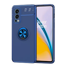 Custodia Silicone Ultra Sottile Morbida Cover con Magnetico Anello Supporto SD1 per OnePlus Nord 2 5G Blu