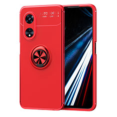 Custodia Silicone Ultra Sottile Morbida Cover con Magnetico Anello Supporto SD1 per Oppo A18 Rosso