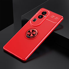 Custodia Silicone Ultra Sottile Morbida Cover con Magnetico Anello Supporto SD1 per Oppo Reno10 Pro+ Plus 5G Rosso