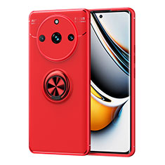 Custodia Silicone Ultra Sottile Morbida Cover con Magnetico Anello Supporto SD1 per Realme 11 Pro 5G Rosso