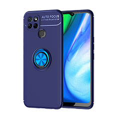 Custodia Silicone Ultra Sottile Morbida Cover con Magnetico Anello Supporto SD1 per Realme Q2i 5G Blu