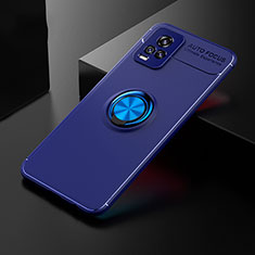 Custodia Silicone Ultra Sottile Morbida Cover con Magnetico Anello Supporto SD1 per Vivo V20 Blu