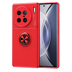 Custodia Silicone Ultra Sottile Morbida Cover con Magnetico Anello Supporto SD1 per Vivo X90 Pro+ Plus 5G Rosso