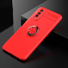 Custodia Silicone Ultra Sottile Morbida Cover con Magnetico Anello Supporto SD1 per Vivo Y50t Rosso