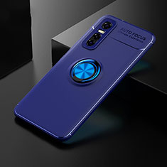 Custodia Silicone Ultra Sottile Morbida Cover con Magnetico Anello Supporto SD1 per Vivo Y73s 5G Blu