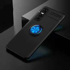 Custodia Silicone Ultra Sottile Morbida Cover con Magnetico Anello Supporto SD1 per Vivo Y73s 5G Blu e Nero