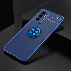 Custodia Silicone Ultra Sottile Morbida Cover con Magnetico Anello Supporto SD1 per Vivo Y75 4G Blu