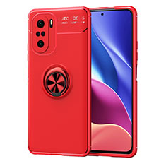 Custodia Silicone Ultra Sottile Morbida Cover con Magnetico Anello Supporto SD1 per Xiaomi Mi 11X Pro 5G Rosso