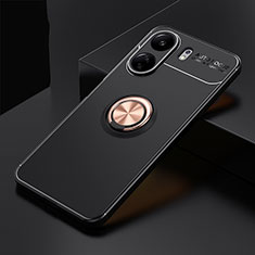 Custodia Silicone Ultra Sottile Morbida Cover con Magnetico Anello Supporto SD1 per Xiaomi Poco C65 Oro e Nero