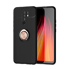 Custodia Silicone Ultra Sottile Morbida Cover con Magnetico Anello Supporto SD1 per Xiaomi Poco M2 Oro e Nero