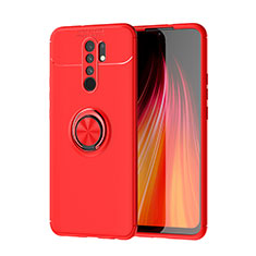 Custodia Silicone Ultra Sottile Morbida Cover con Magnetico Anello Supporto SD1 per Xiaomi Poco M2 Rosso