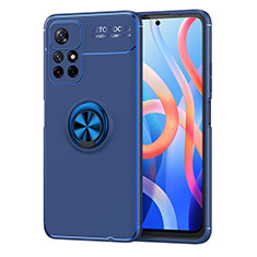 Custodia Silicone Ultra Sottile Morbida Cover con Magnetico Anello Supporto SD1 per Xiaomi Poco M4 Pro 5G Blu