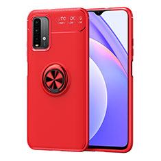 Custodia Silicone Ultra Sottile Morbida Cover con Magnetico Anello Supporto SD1 per Xiaomi Redmi 9 Power Rosso