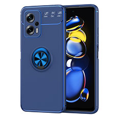 Custodia Silicone Ultra Sottile Morbida Cover con Magnetico Anello Supporto SD1 per Xiaomi Redmi K50i 5G Blu