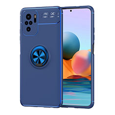 Custodia Silicone Ultra Sottile Morbida Cover con Magnetico Anello Supporto SD1 per Xiaomi Redmi Note 10 4G Blu