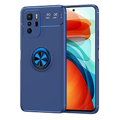 Custodia Silicone Ultra Sottile Morbida Cover con Magnetico Anello Supporto SD1 per Xiaomi Redmi Note 10 Pro 5G Blu