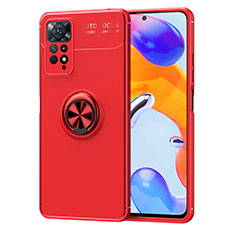 Custodia Silicone Ultra Sottile Morbida Cover con Magnetico Anello Supporto SD1 per Xiaomi Redmi Note 11 Pro 5G Rosso