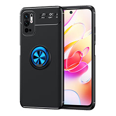 Custodia Silicone Ultra Sottile Morbida Cover con Magnetico Anello Supporto SD1 per Xiaomi Redmi Note 11 SE 5G Blu e Nero