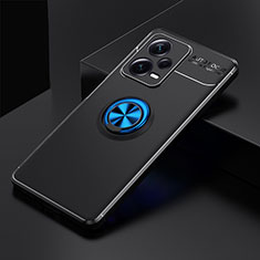 Custodia Silicone Ultra Sottile Morbida Cover con Magnetico Anello Supporto SD1 per Xiaomi Redmi Note 12 Pro+ Plus 5G Blu e Nero