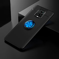 Custodia Silicone Ultra Sottile Morbida Cover con Magnetico Anello Supporto SD1 per Xiaomi Redmi Note 9 Pro Blu e Nero