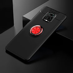 Custodia Silicone Ultra Sottile Morbida Cover con Magnetico Anello Supporto SD1 per Xiaomi Redmi Note 9 Pro Max Rosso e Nero
